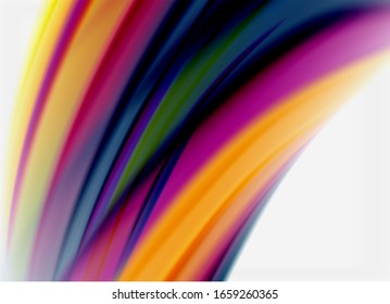 Wave lines abstract background, smooth silk design with rainbow style colors. Liquid fluid color waves. Vector Illustration For Wallpaper, Banner, Background, Card, Book, Illustration, landing page
