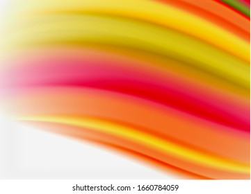 Wave lines abstract background, smooth silk design with rainbow style colors. Liquid fluid color waves. Vector Illustration For Wallpaper, Banner, Background, Card, Book, Illustration, landing page