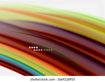 Líneas de onda fondo abstracto, diseño de seda lisa con colores de estilo arcoiris. Olas de color líquido. Ilustración vectorial 