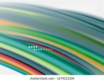 Wave lines abstract background, smooth silk design with rainbow style colors. Liquid fluid color waves. Vector Illustration For Wallpaper, Banner, Background, Card, Book, Illustration, landing page