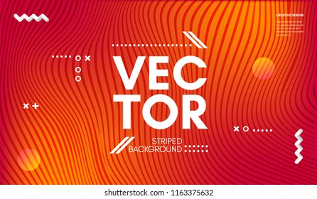 Wave Lines. Abstract Geometric Template with Distorted Stripes and Gradient. Flow Wavy Background in Minimal Style. Eps10 Vector. Movement and 3d Effect. Dynamic Wave Illustration for Cover, Poster.
