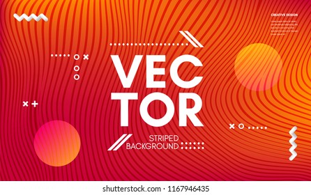 Wave Lines. Abstract Geometric Template with Distorted Stripes and Gradient. Flow Wavy Background in Minimal Style. Eps10 Vector. Movement and 3d Effect. Dynamic Wave Illustration for Cover, Poster.