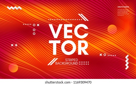 Wave Lines. Abstract Geometric Template with Distorted Stripes and Gradient. Flow Wavy Background in Minimal Style. Eps10 Vector. Movement and 3d Effect. Dynamic Wave Illustration for Cover, Poster.