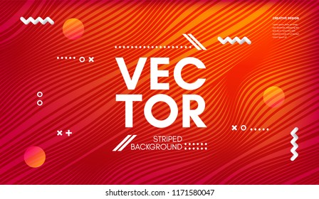 Wave Lines. Abstract Geometric Template with Distorted Stripes and Gradient. Flow Wavy Background in Minimal Style. Eps10 Vector. Movement and 3d Effect. Dynamic Wave Illustration for Cover, Poster.