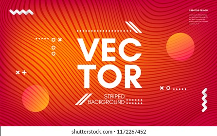 Wave Lines. Abstract Geometric Template with Distorted Stripes and Gradient. Flow Wavy Background in Minimal Style. Eps10 Vector. Movement and 3d Effect. Dynamic Wave Illustration for Cover, Poster.