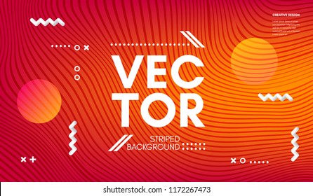 Wave Lines. Abstract Geometric Template with Distorted Stripes and Gradient. Flow Wavy Background in Minimal Style. Eps10 Vector. Movement and 3d Effect. Dynamic Wave Illustration for Cover, Poster.