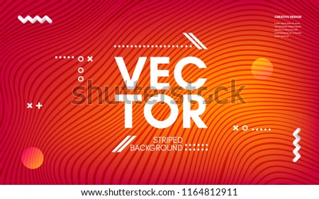 Wave Lines. Abstract Geometric Template with Distorted Stripes and Gradient. Flow Wavy Background in Minimal Style. Eps10 Vector. Movement and 3d Effect. Dynamic Wave Illustration for Cover, Poster.