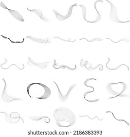 Líneas de onda Resumen franjas onduladas sobre un fondo blanco aislado de línea creativa Ilustración vectorial EPS 10. Elementos de diseño creados con la cinta lisa Curvada de la herramienta de mezcla