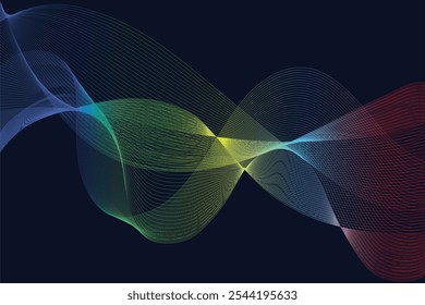 Wave lines background abstract vector red blue yellow green blue