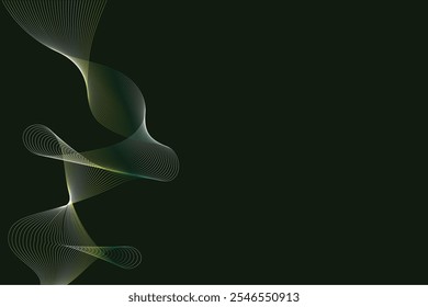 Wave lines background abstract vector yellow green lime black