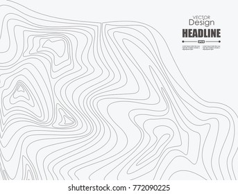 Wave lines background. Can be used as stylized height of the topographic lines and contours, concept of a conditional geography scheme and the terrain path. Vector illustration.