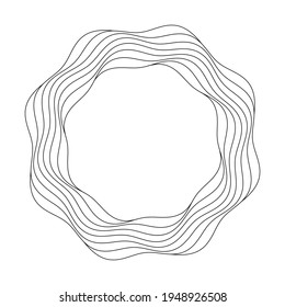 Wave lines in circle. Template stamp or logo or icon.