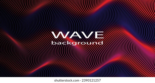 wave lines Dark abstract background with glowing wave. Shiny moving lines design element. Modern purple blue gradient flowing wave lines. Futuristic technology concept. 