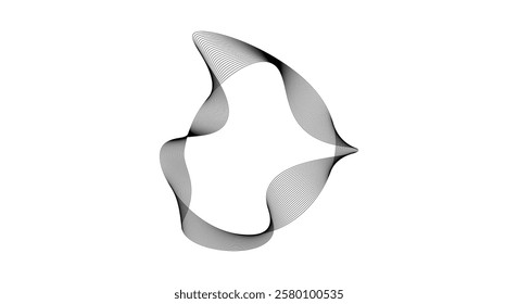 Wave lines design black waves smooth flowing dynamic isolated on white background. Technology, digital, communication, science, music concept vector background illustration