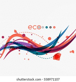 Wave lines, floral abstract background. Vector illustration