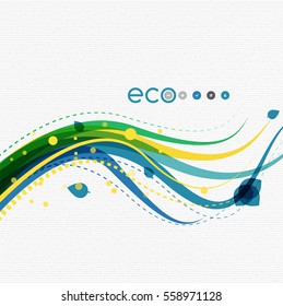 Wave lines, floral abstract background. Vector illustration