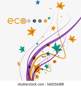 Wave lines, floral abstract background. Vector illustration