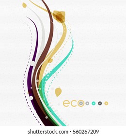 Líneas onduladas, fondo floral abstracto. Ilustración del vector