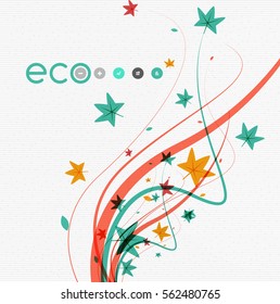 Wave lines, floral abstract background. Vector illustration