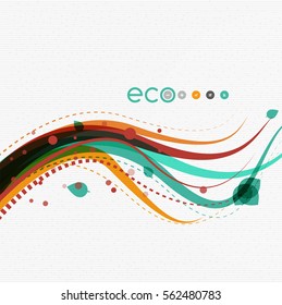 Wave lines, floral abstract background. Vector illustration