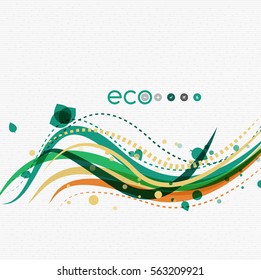 Wave lines, floral abstract background. Vector illustration