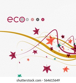 Wave lines, floral abstract background. Vector illustration