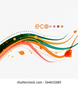 Wave lines, floral abstract background. Vector illustration