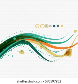 Wave lines, floral abstract background. Vector illustration