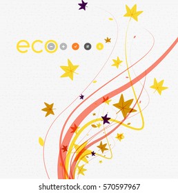 Wave lines, floral abstract background. Vector illustration