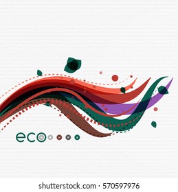 Wave lines, floral abstract background. Vector illustration