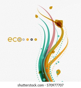 Wave lines, floral abstract background. Vector illustration