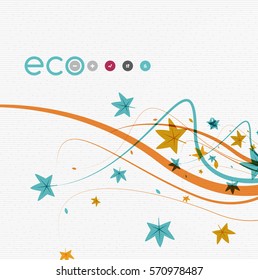 Wave lines, floral abstract background. Vector illustration