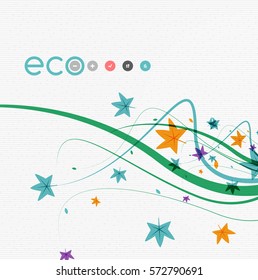 Wave lines, floral abstract background. Vector illustration