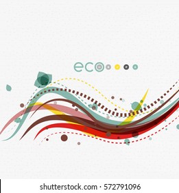 Wave lines, floral abstract background. Vector illustration