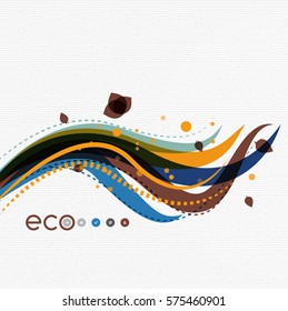 Wave lines, floral abstract background. Vector illustration