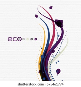 Wave lines, floral abstract background. Vector illustration