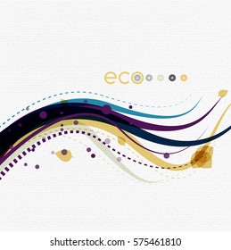 Wave lines, floral abstract background. Vector illustration