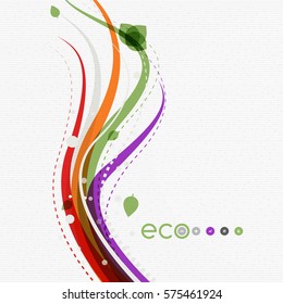 Wave lines, floral abstract background. Vector illustration