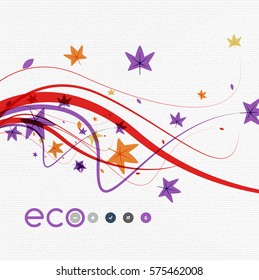 Wave lines, floral abstract background. Vector illustration