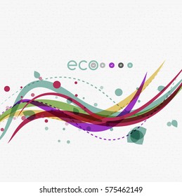 Wave lines, floral abstract background. Vector illustration