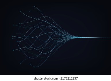 Wave lines flowing dynamic. Artificial intelligence deep learning visualization networks concept for AI, music, sound. Vector illustration