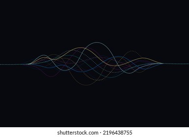 Wave lines flowing dynamic. Artificial intelligence deep learning visualization networks concept for AI, music, sound. Vector illustration