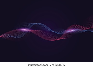 Wave lines flowing dynamic. Artificial intelligence deep learning visualization networks concept for AI, music, sound. Vector illustration