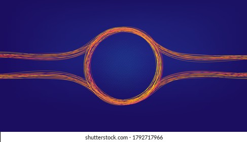 Wave lines flowing dynamic. Blue background for AI technology. Abstract curve wave lines. Blue wave background. Colorful pattern with flow strokes. Circle dynamic stripes. Vector ai concept