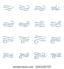 Wave lines icon set vector illustration on white background.