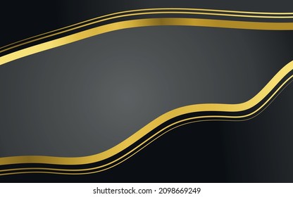 wave lines luxury yellow elegant gold black and grey wide background suitable for your business template design
