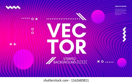 Wave Lines. Minimal Flow Background. Abstract Geometric Template with Distorted Stripes and Vibrant Gradient. Vector Illustration with Lines for Poster, Music Design, Blank. Distortion of Wave Lines.