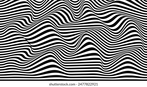 Wave Lines monochrome texture Abstract Background. Vector Illustration