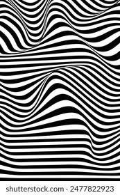 Fondo Abstractas de textura monocroma de Wave Lines. Ilustración vectorial