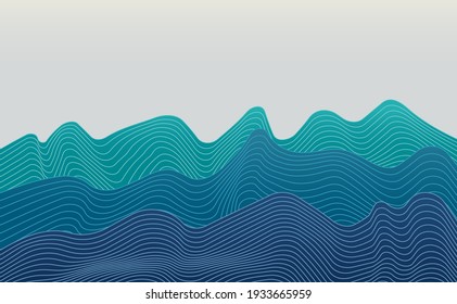 Wave lines mountain abstract pattern background